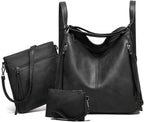 Leather Bag for Women; 3-Pcs Handbags Set for Women