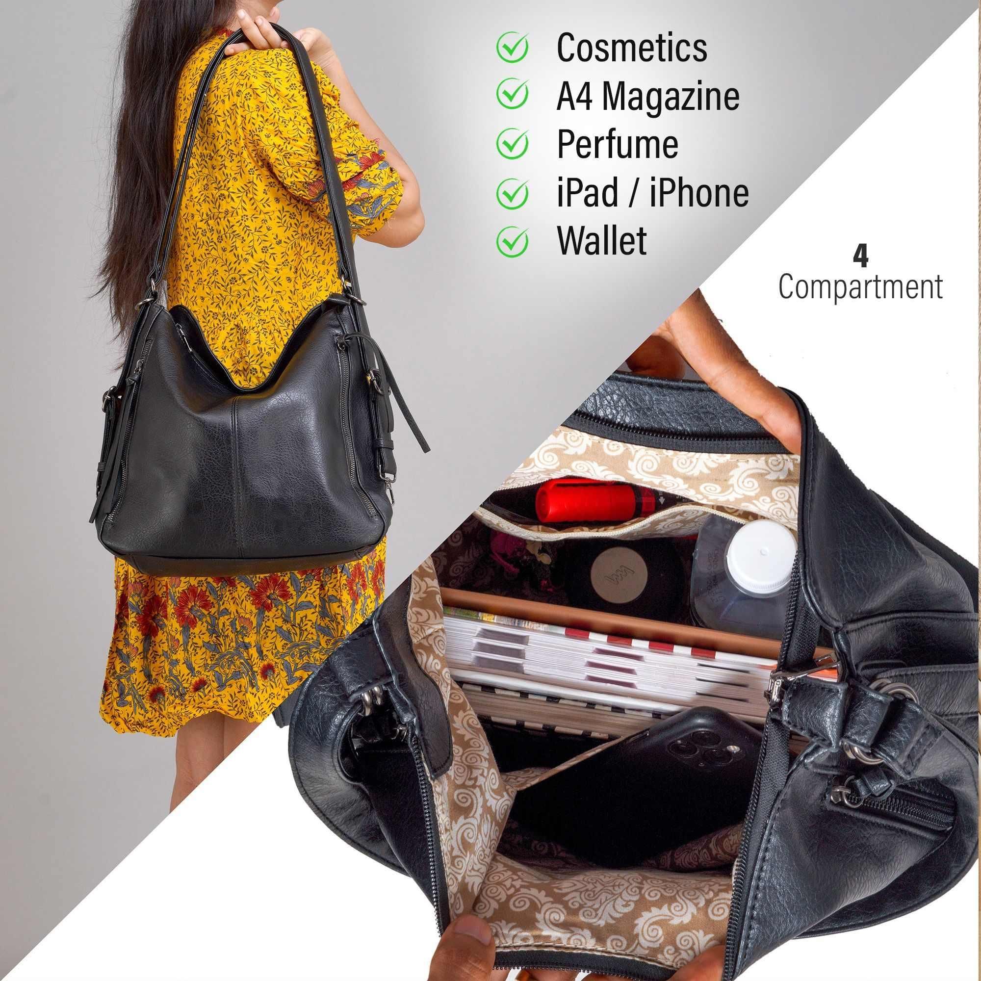 Leather Bag for Women; 3-Pcs Handbags Set for Women
