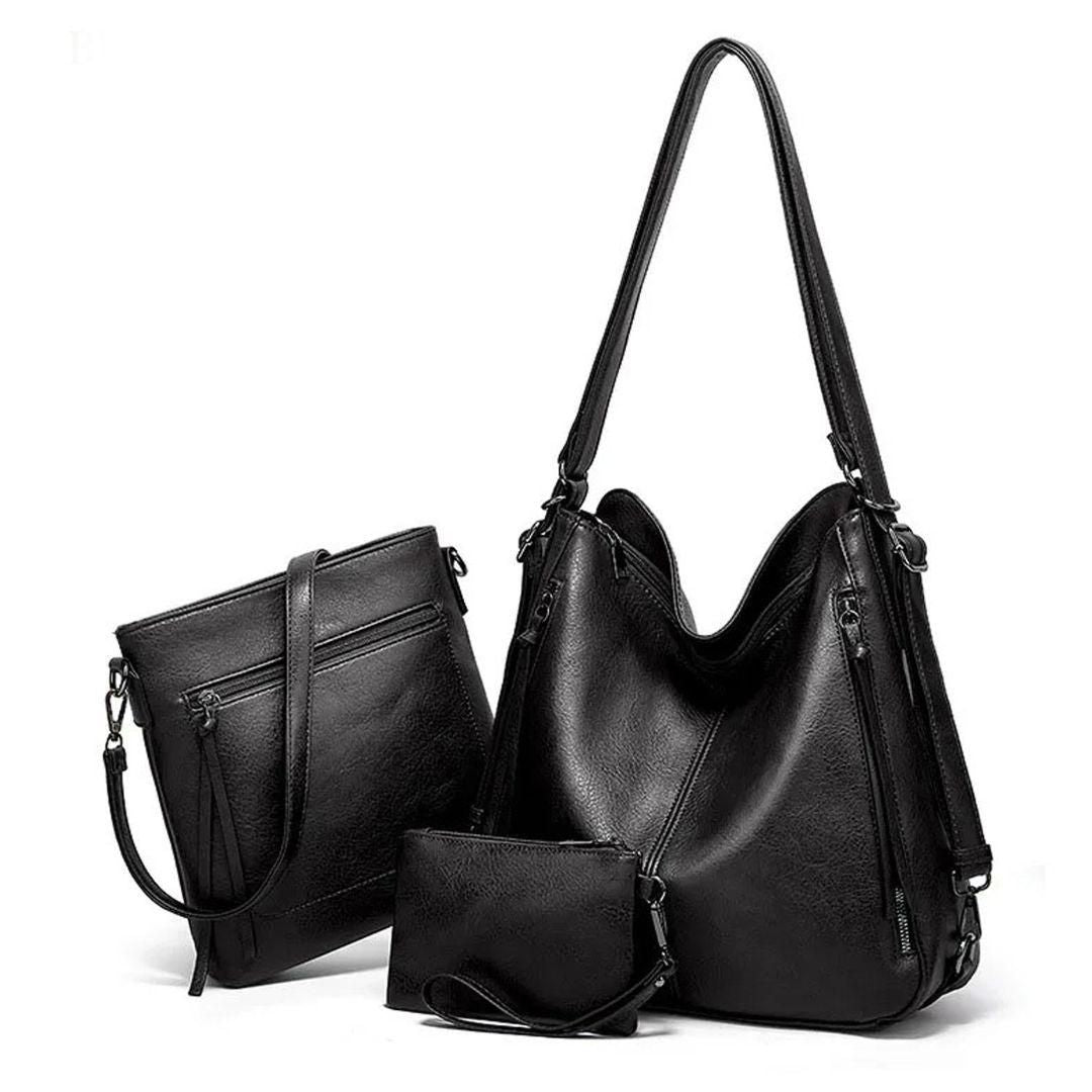 Leather Bag for Women; 3-Pcs Handbags Set for Women
